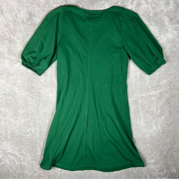 Anthropologie Dress Womens XS Velvet by Graham&Spencer Green Puff Sleeve Mini - Picture 2 of 7